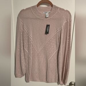 WHBM Mock neck pointelle pullover M NWT